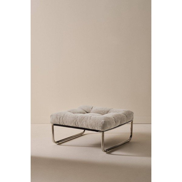 Poggiapiedi beige con rivestimento in ciniglia Burleson – Jotex-image-2