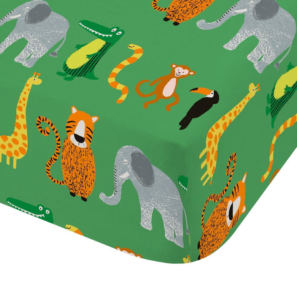 Lenzuolo con angoli per bambini verde per culla 70x140 cm Animal Magic – Catherine Lansfield | Lenzuola per bambini