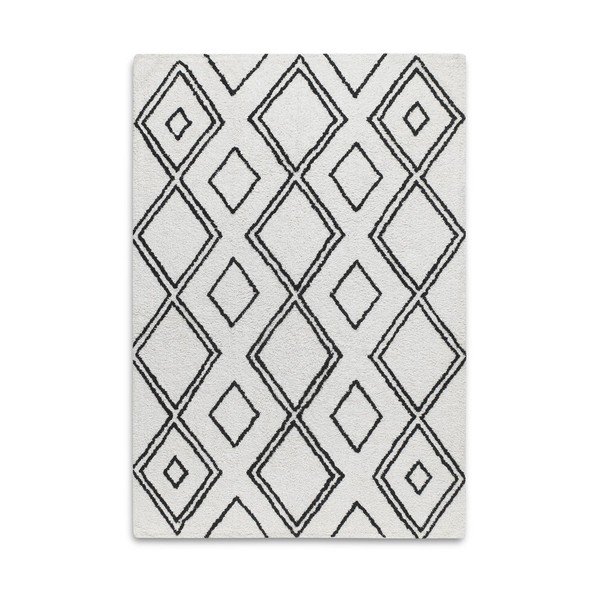 Černobílý ručně tkaný koberec z bavlny s geometrickými motivy HF Living Morocco, 140 x 200 cm