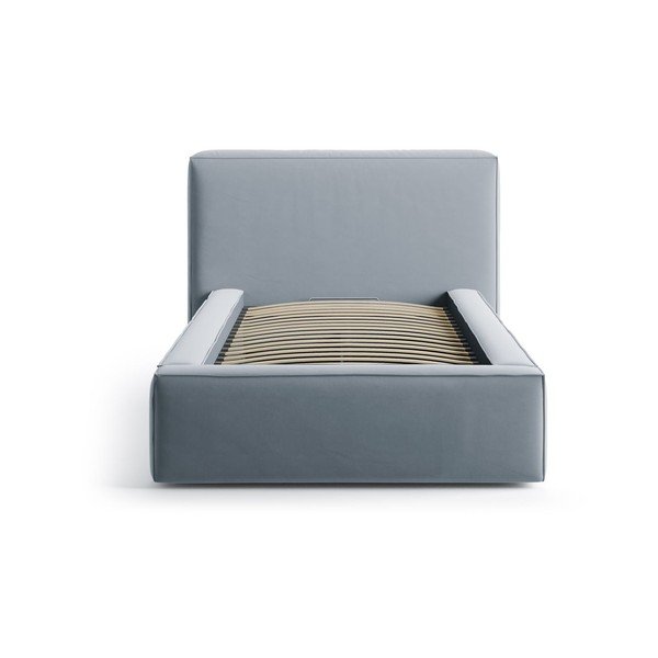 Letto singolo imbottito azzurro con contenitore con rete inclusa 90x200 cm Jodie – Micadoni -image-3