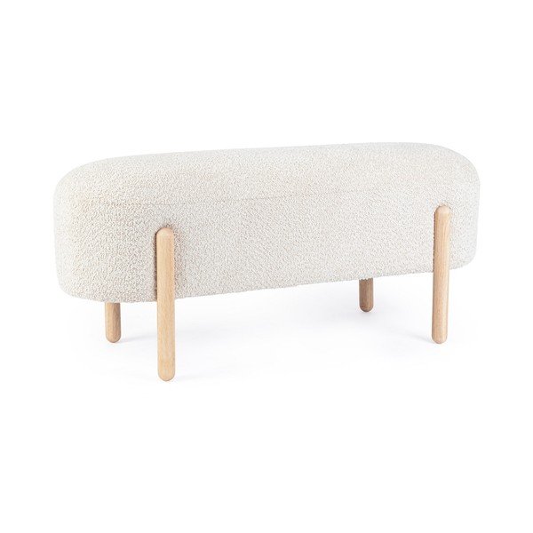 Panchina color crema in imbottito con rivestimento in bouclé Dayla – Bizzotto-image-2