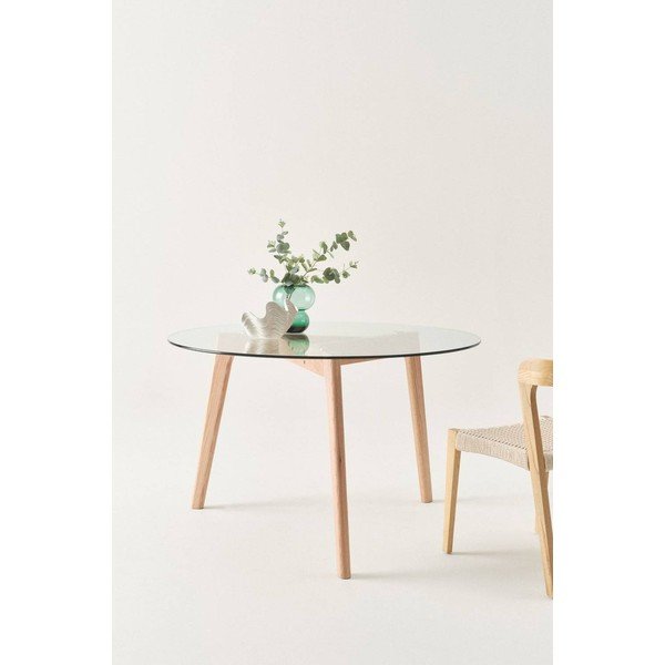 Tavolo da pranzo rotondo in rovere massiccio ø 120 cm Malevik – Jotex-image-1