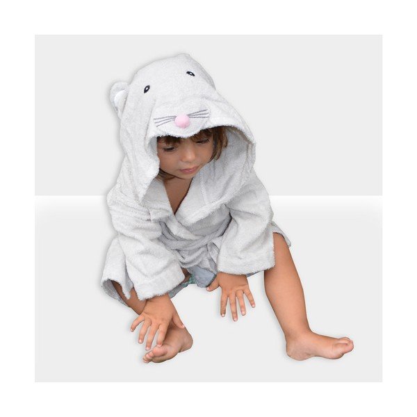 Accappatoio per neonato in cotone bianco e grigio taglia M Mouse - Rocket Baby-image-3