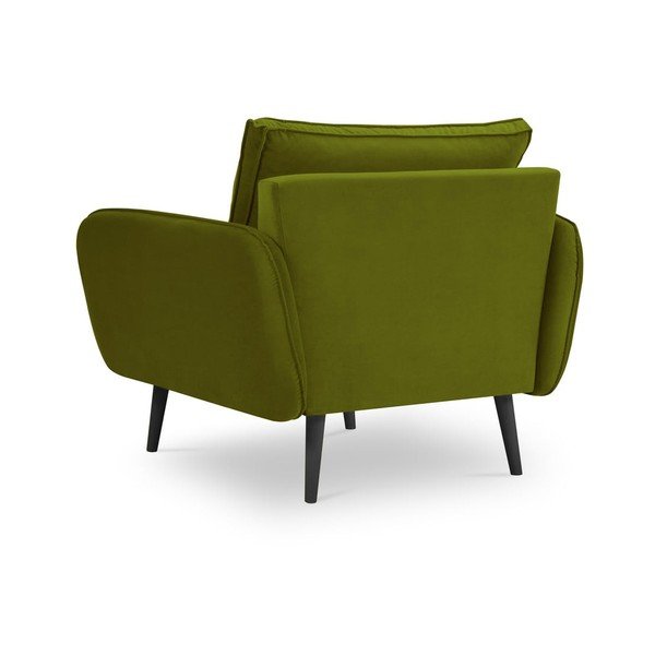 Poltrona in velluto verde con gambe nere Lento - Kooko Home-image-2