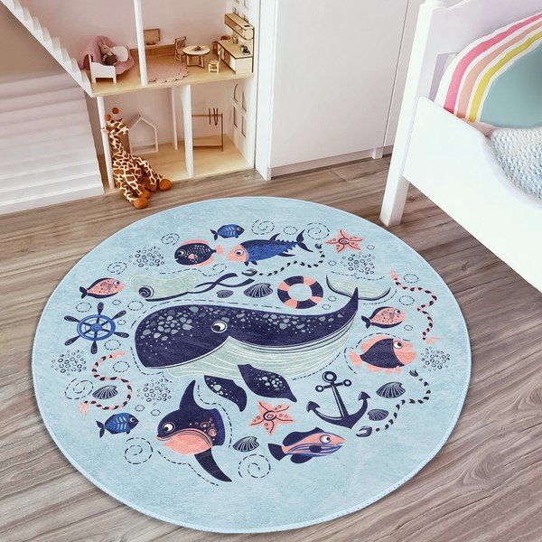 Tappeto blu per bambini ø 120 cm Comfort - Mila Home-image-4