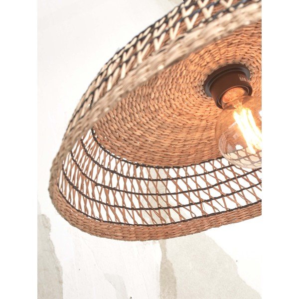 Lampada da soffitto con paralume in seagrass in colore nero-naturale ø 45 cm Pantanal - Good&Mojo-image-4