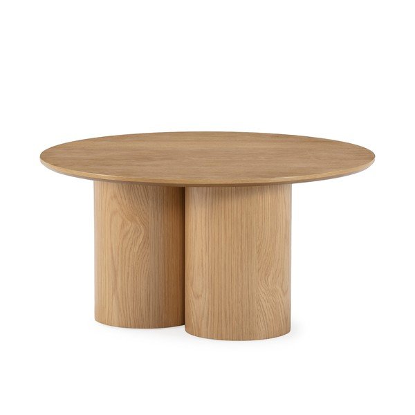 Tavolino da salotto rotondo di colore naturale con effetto rovere ø 80 cm Lua – MOME-image-3