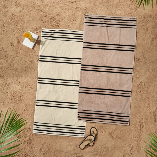 Telo mare beige 75x150 cm Banded Stripe - Catherine Lansfield-image-1