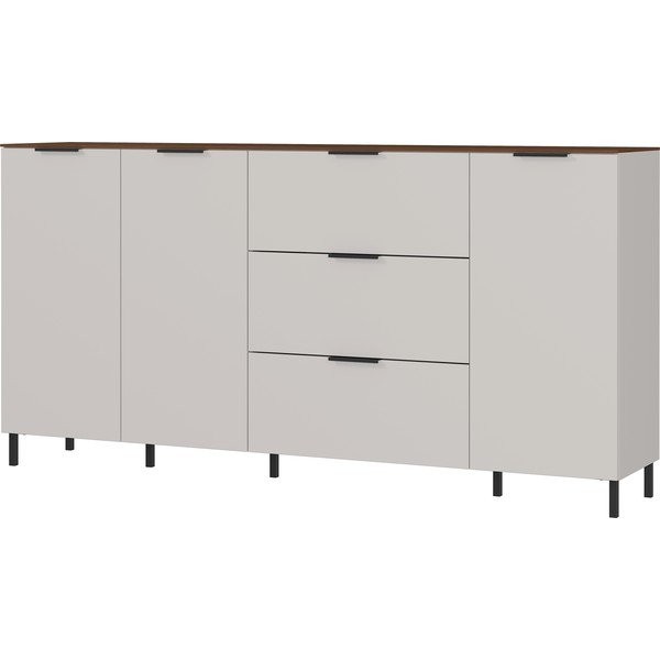 Cassettiera bassa grigia e beige in noce 192x98 cm California - Germania-image-1
