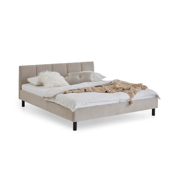 Letto matrimoniale imbottito beige rete non inclusa 180x200 cm Joker – Meise Möbel-image-4