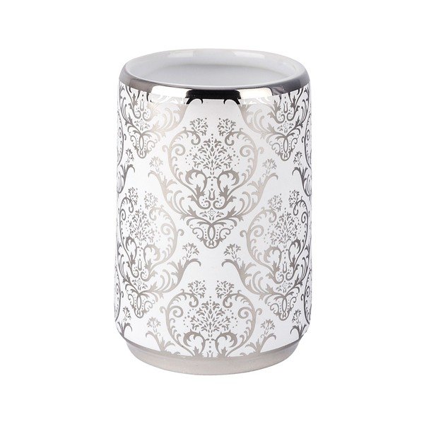Bicchiere per spazzolino grigio e bianco Barock - Wenko-image-1