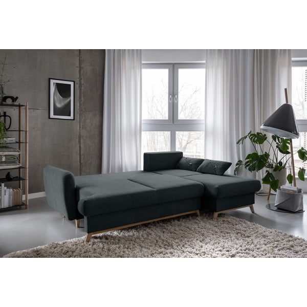 Divano angolare grigio scuro allungabile/con contenitore (con penisola a destra/con chaise lounge) Scandic Lagom – Miuform-image-4