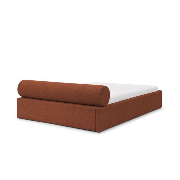 Letto matrimoniale imbottito color terracotta con contenitore con rete inclusa 180x200 cm Cille – Ropez-image-3