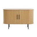 Cassettiera di colore naturale con effetto rovere con ante scorrevoli 120x76x45 cm Nola – Unique Furniture