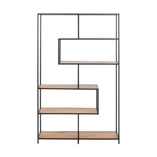 Libreria nera-color legno naturale effetto rovere 114x185 cm Seaford - Actona