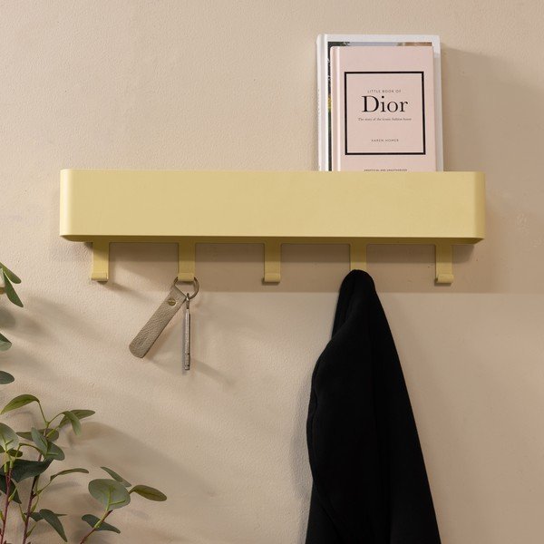 Attaccapanni da parete giallo chiaro in acciaio con scaffale 52 cm Dax Play – Spinder Design-image-1