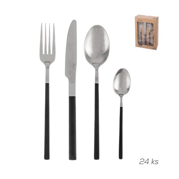 Posate nere/argentate in acciaio inox 24 pz Skandi – Orion-image-4