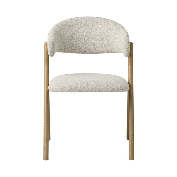 Sedia da pranzo color crema/di colore naturale imbottito con braccioli Frances – Unique Furniture-image-3