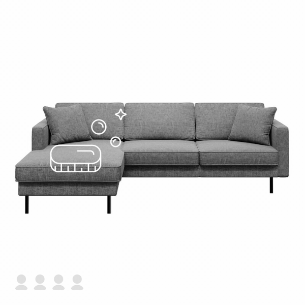 Lavaggio a secco del divano a quattro posti con rivestimento in fibra naturale/alcantara - Bonami