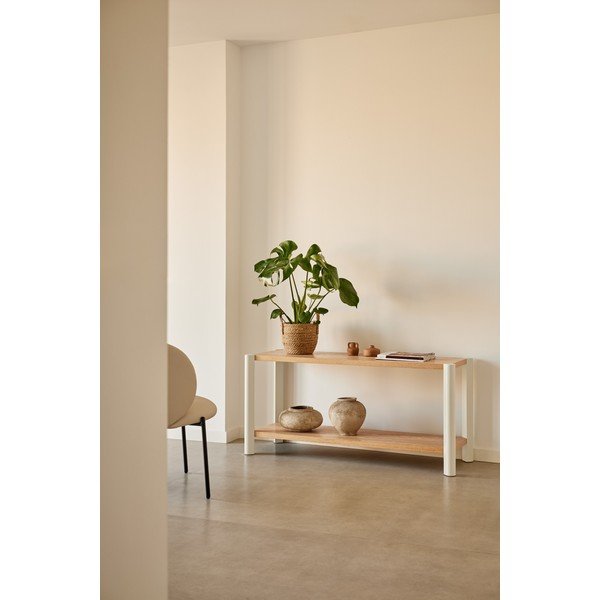 Scaffale color crema/colore naturale chiaro con effetto rovere 126x59x43 cm Bona – Teulat-image-1