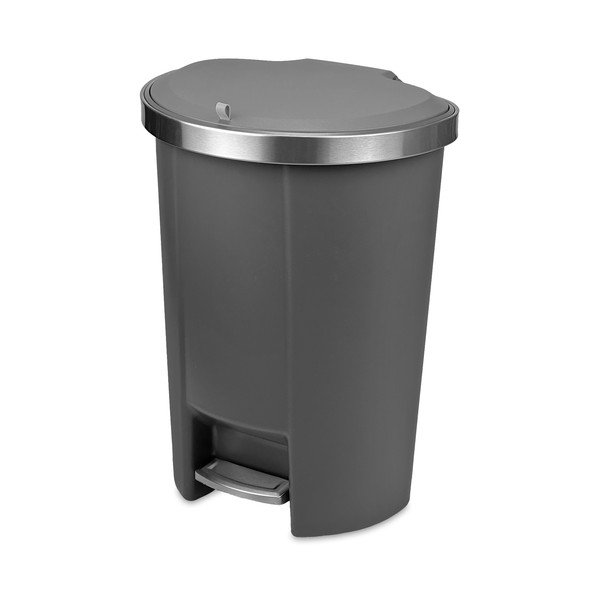 Cestino per la spazzatura in plastica grigio con pedale 50 l – Addis