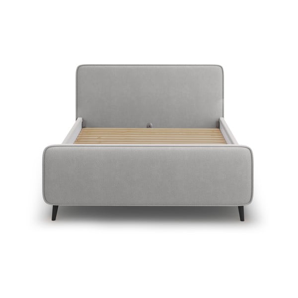 Letto matrimoniale imbottito grigio chiaro con griglia 180x200 cm Kaia - Micadoni Home-image-2