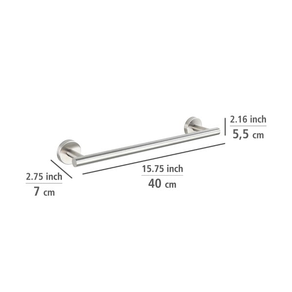 Portasciugamani a parete in acciaio inox in argento opaco Bosio - Wenko-image-3