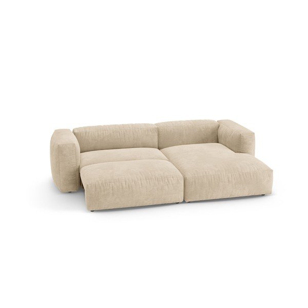 Divano angolare componibile color crema allungabile (con penisola a destra/con chaise lounge) con rivestimento in velluto – Micadoni -image-4