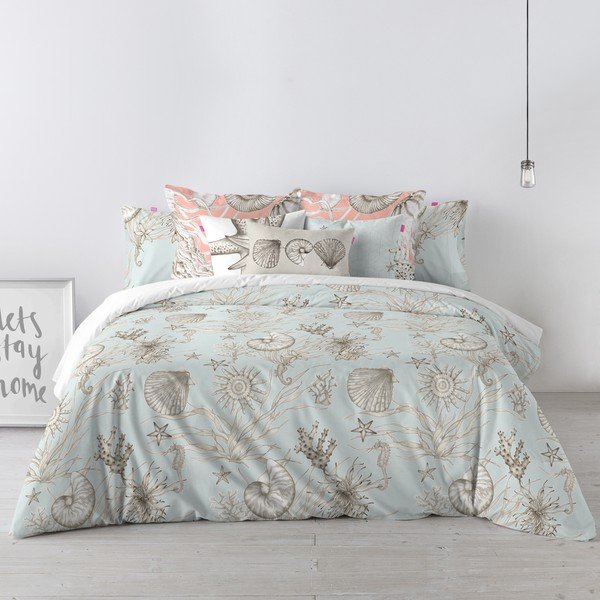 Copripiumino in cotone per letto singolo color menta e marrone 140x200 cm Coral Reef - Happy Friday-image-2