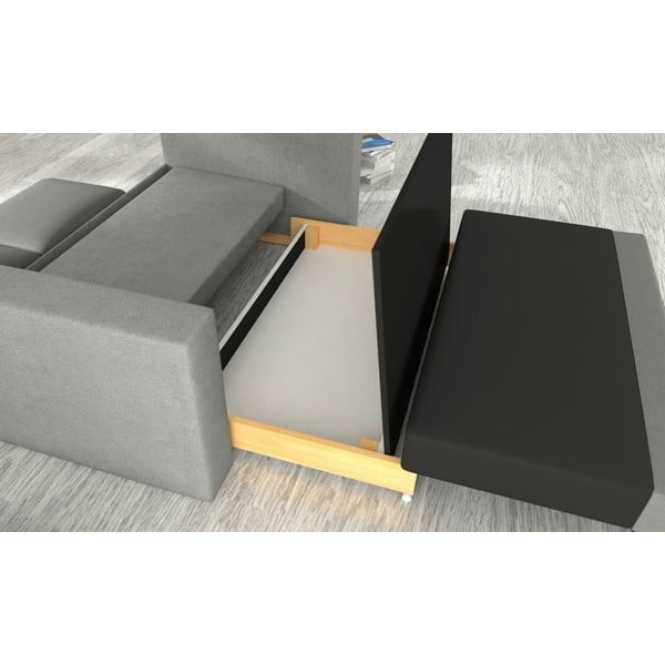 Divano grigio chiaro allungabile/con contenitore e rivestimento in velluto 151 cm Wave – ELTAP-image-2