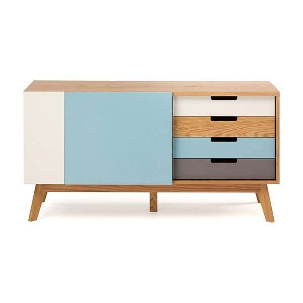 Comò con dettagli blu Chaser - Woodman-image-2