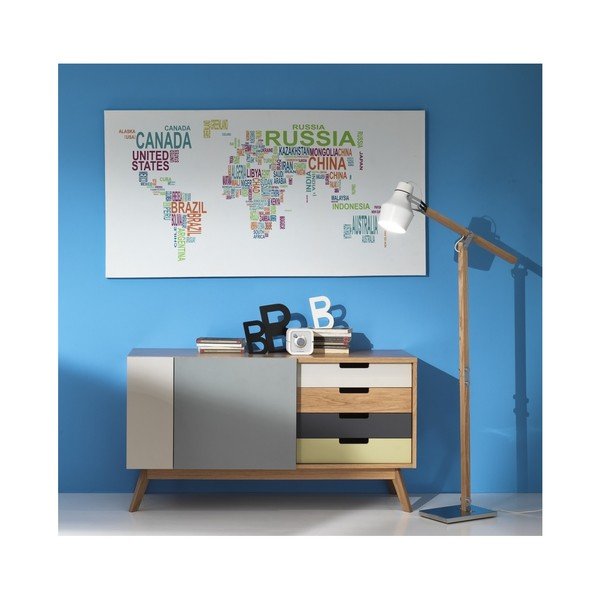 Mappa murale del mondo su tela Text World, 80 x 160 cm - Tomasucci-image-1