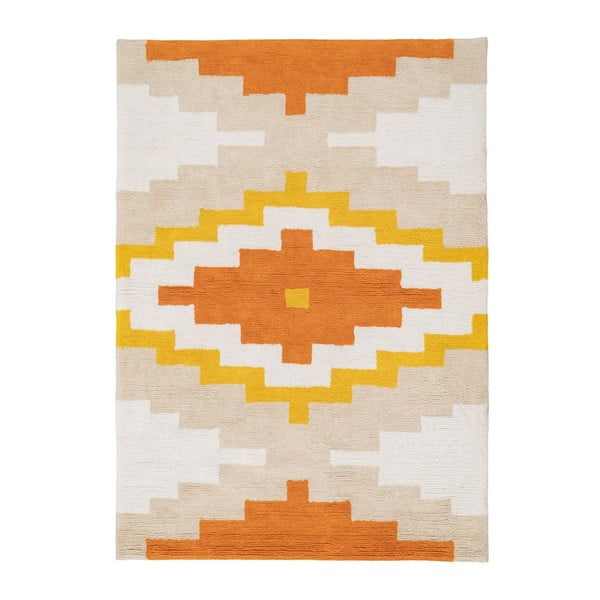 Tappeto in cotone lavabile arancione 120x160 cm Azteca - Ixia