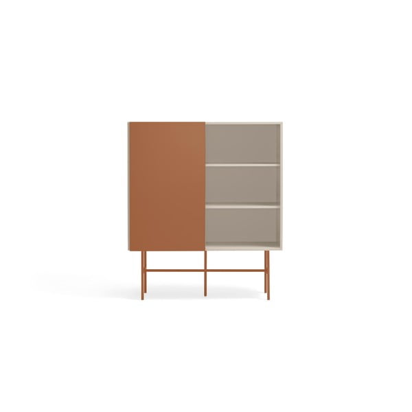 Cassettiera alta con ante scorrevoli in mattone/beige 120x140 cm Nube - Teulat-image-2