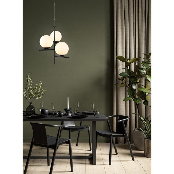 Lampadario nero opaco con paralume in vetro ø 40 cm Pure – Trio-image-1