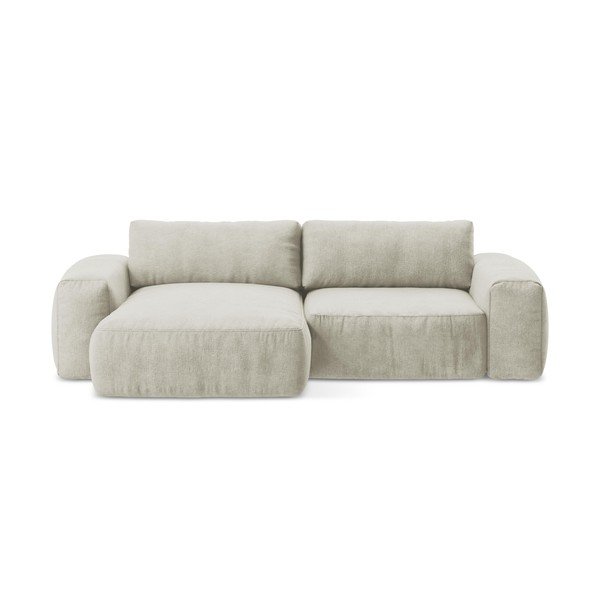 Divano angolare beige allungabile (con penisola a sinistra/con chaise lounge) con rivestimento in ciniglia Kuki – Makamii