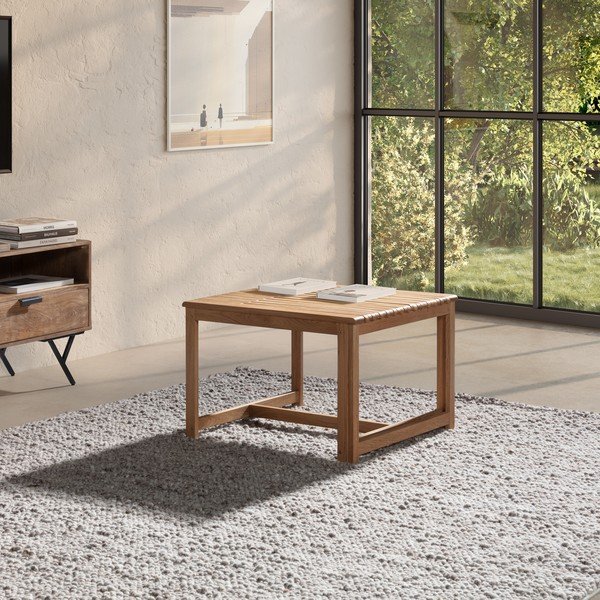 Tavolino da salotto di colore naturale in rovere massiccio 60x70 cm Unai – MOME-image-1