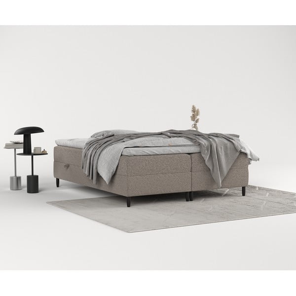 Letto boxspring marrone con contenitore 200x200 cm Malte - Maison de Rêve-image-4