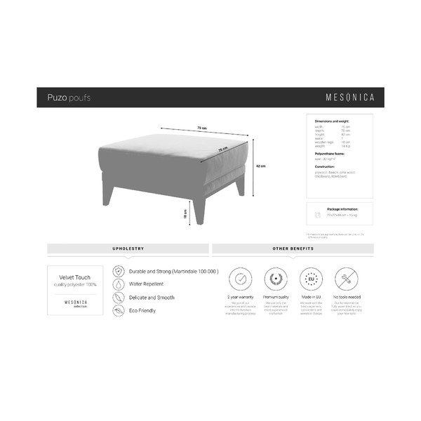 Pouf in velluto grigio scuro Musso - MESONICA-image-3