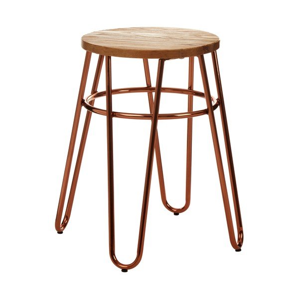 Sgabello di colore naturale/oro rosa in olmo massiccio District – Premier Housewares