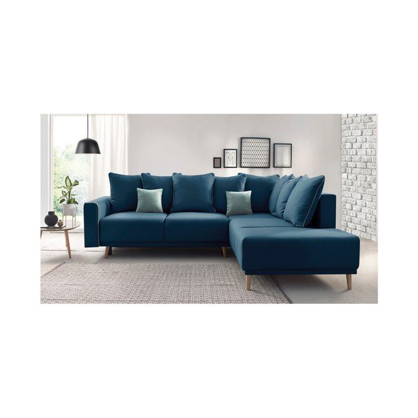 Divano letto angolare blu navy Mola L, angolo destro - Bobochic Paris-image-2