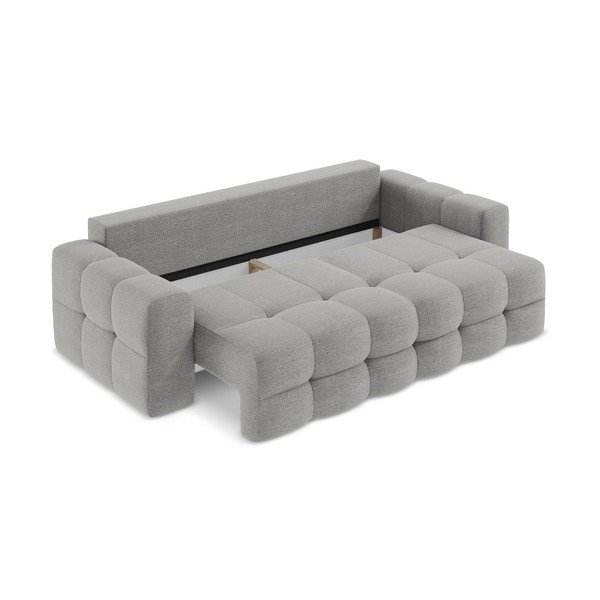 Divano grigio allungabile con rivestimento in bouclé 255 cm Milu – Makamii-image-4
