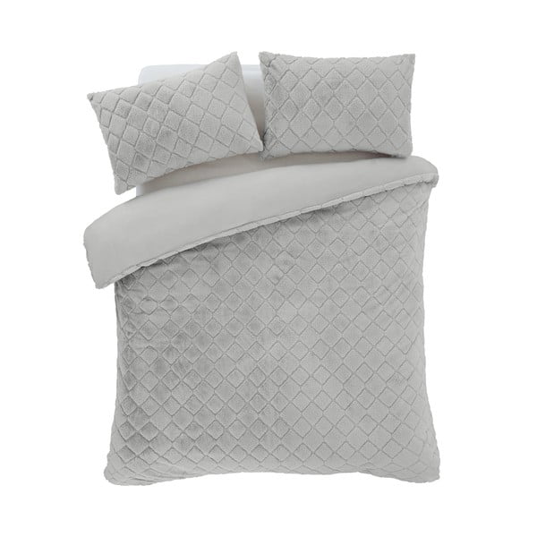 Set copripiumino e federa grigio in micropile per letto matrimoniale e per letto esteso 230x220 cm Cosy Diamond – Catherine Lansfield
