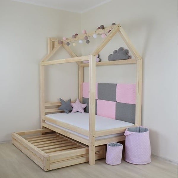 Letto per bambini in legno di abete laccato Happy, 120 x 200 cm - Benlemi-image-3