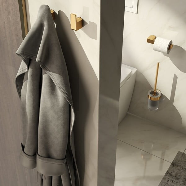 Porta carta igienica a parete in metallo color oro Pirenei - Sapho-image-2