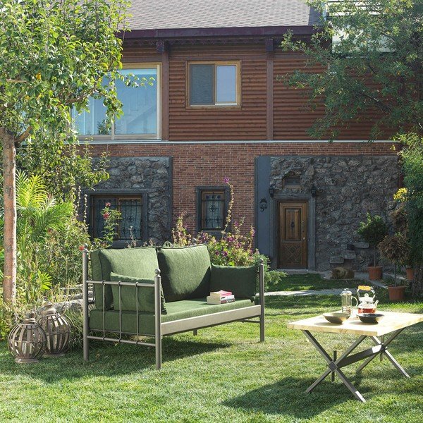 Divano da giardino in metallo verde Lalas - Floriane Garden-image-1