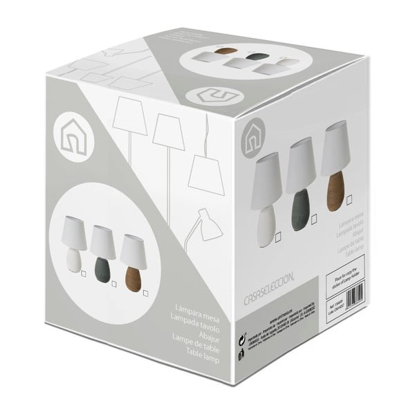 Lampada da tavolo in ceramica marrone con paralume in tessuto (altezza 27,5 cm) - Casa Selección-image-4