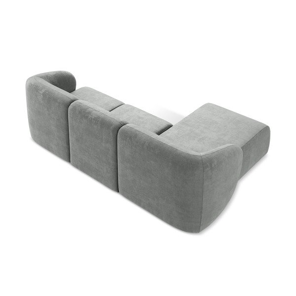 Divano angolare grigio (con penisola a sinistra/con chaise lounge) con rivestimento in ciniglia Lani – Makamii-image-3