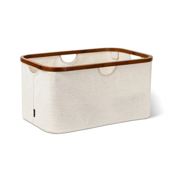 Cesta per il bucato color crema in tessuto pieghevole Bamboo/Linen – Bigso