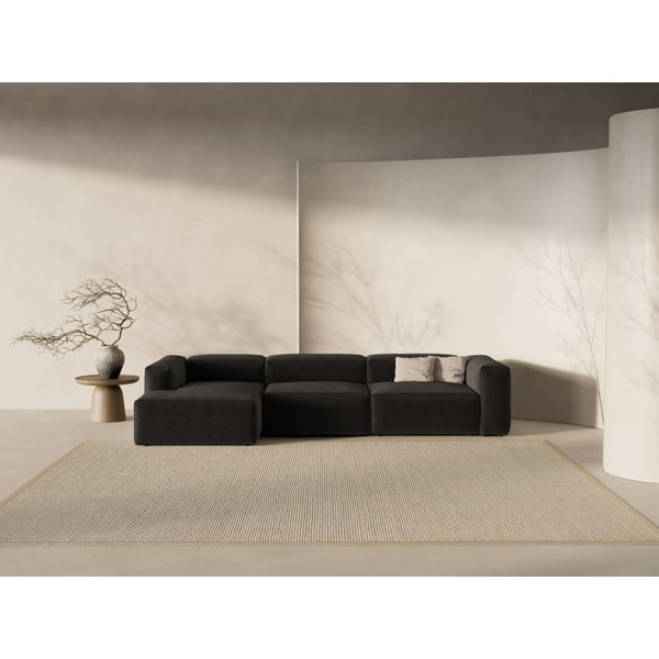 Divano angolare nero (con penisola a sinistra/con chaise lounge) Bergamo – Cosmopolitan Design-image-1